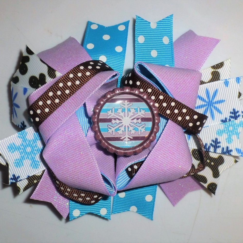 Snowflake Christmas Girls 5-inch Hair Bow Clip